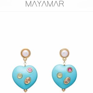 New! Hear and Stone Charm Earrings by: Mayamar